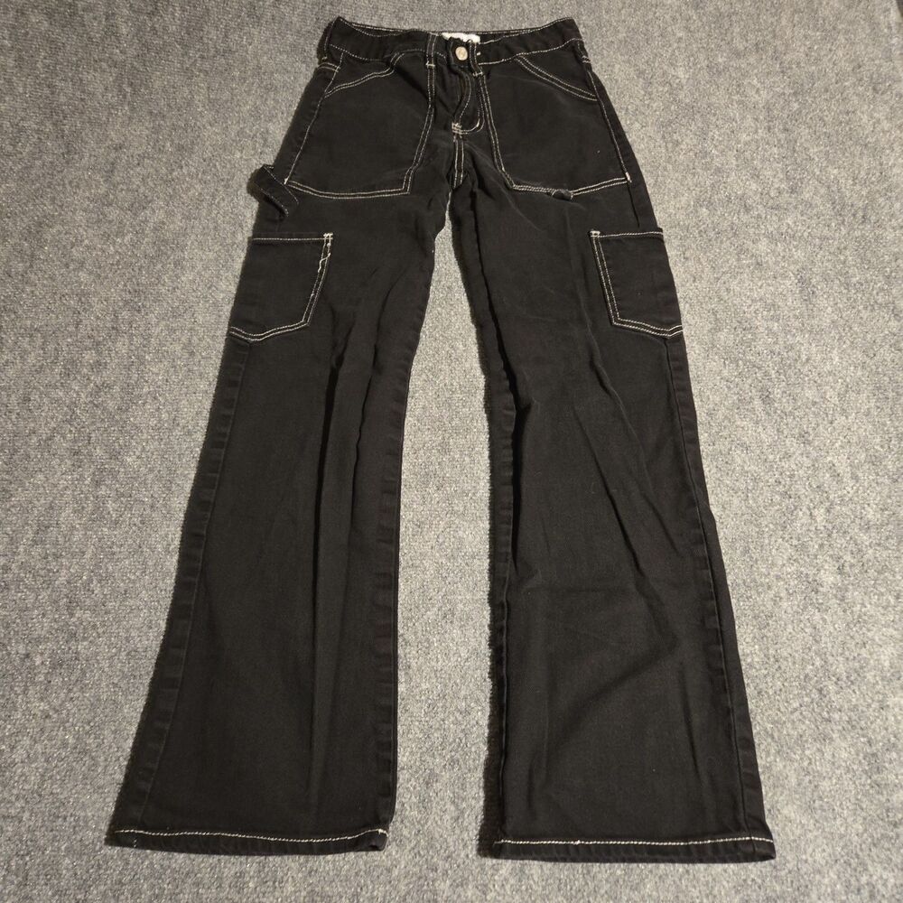 S.O.N.G Cargo Jeans Womens Size 00/23 Black Boot Flare Pockets Casual Street